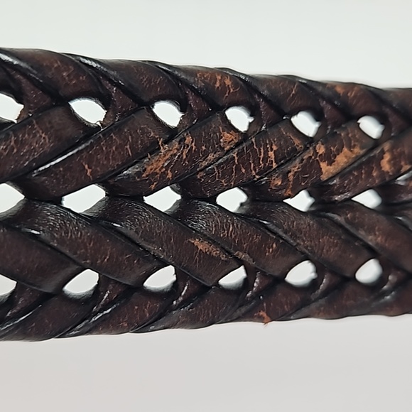 Fossil | Men's Classic Brown Woven Roller Leather Silver Tone Buckle Belt Sz 38 - Picture 11 of 13